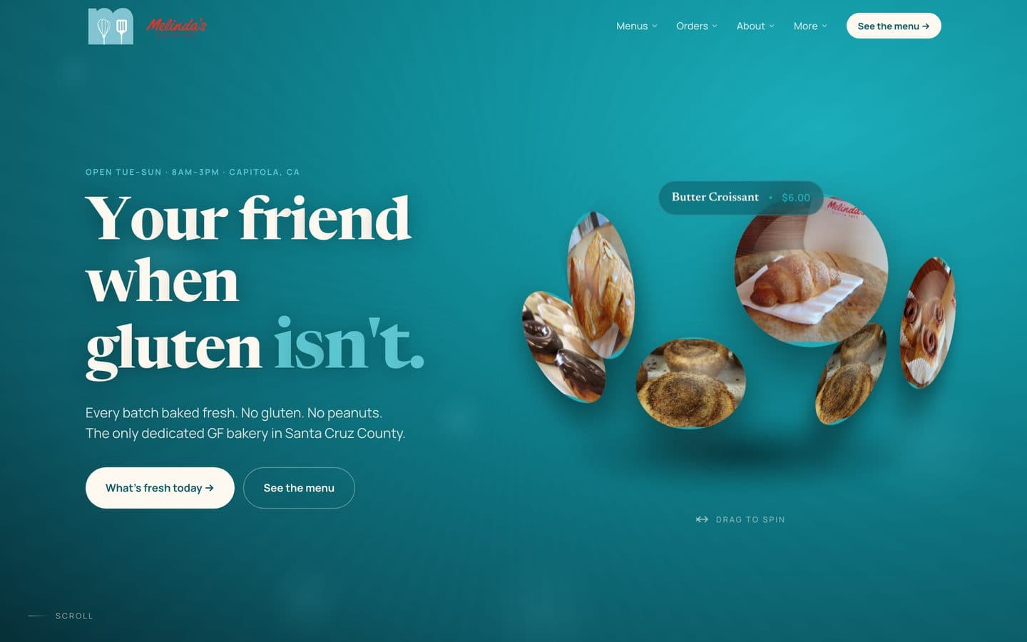 Melinda's Gluten Free Bakery website, The rebuild